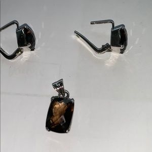 Brown tourmaline earrings and pendant